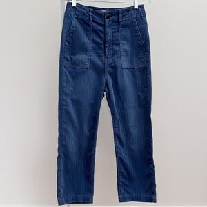 THE GREAT Ranger pant dark indigo pinstripe 24 straight blue white nautical USA